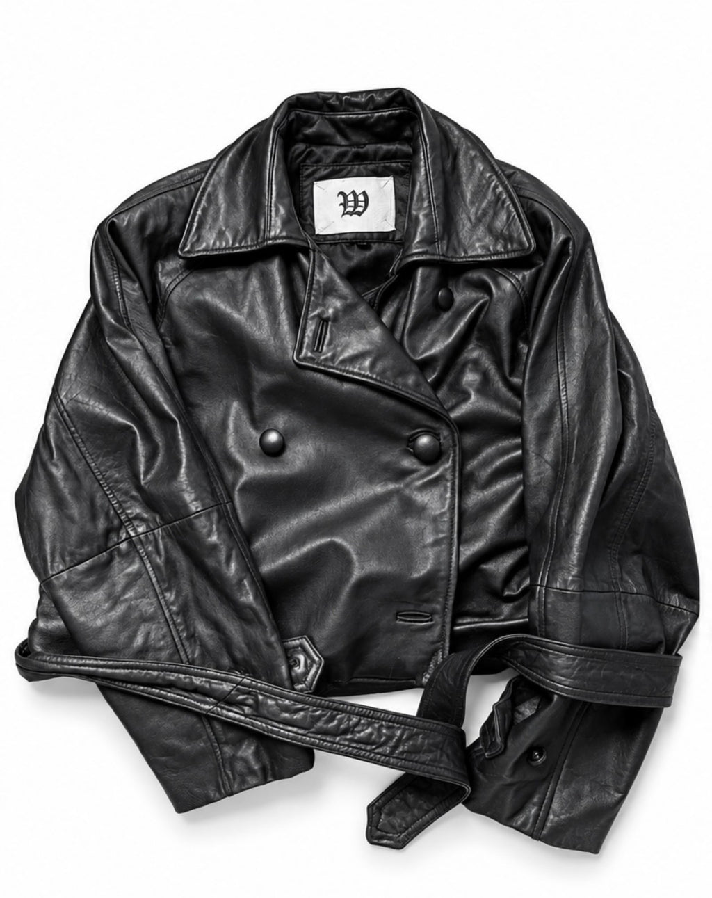Nightcrawler -cropped leather trench coat